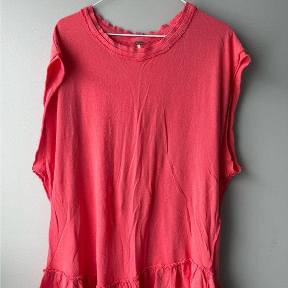 Free People Vibrant Coral Ruffle Tunic - Picture 5 of 8